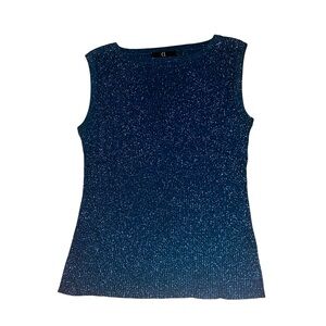 Vintage Carole Little Knitwear Ribbed Sleeveless Metallic Top 84% Silk Size XL